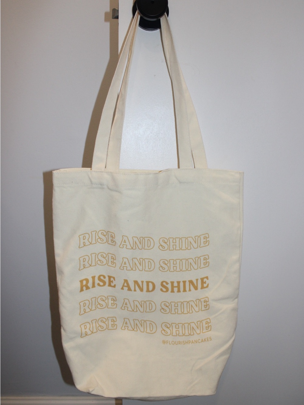 Flourish Pancakes Rise & Shine Canvas Tote Bag Aesthetic Yellow Cream Promo